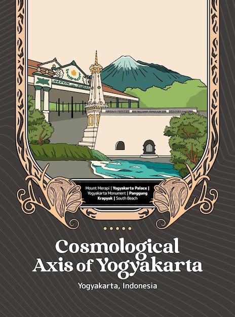 Vector cosmological axis yogyakarta indonesia culture illustration