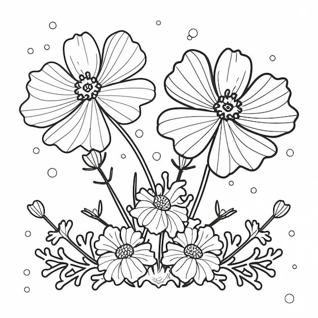 Cosmos flowers coloring page