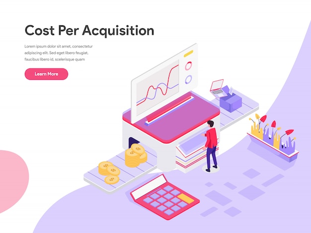 Cost Per Acquisition Isometric Illustration Concept