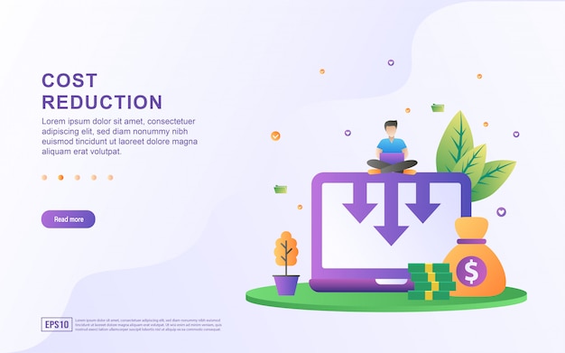 Cost reduction flat design concept.