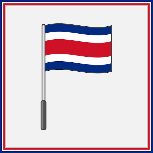 Costa Rica Flag Cartoon Vector Illustration Flag of Costa Rica Flat Icon Outline