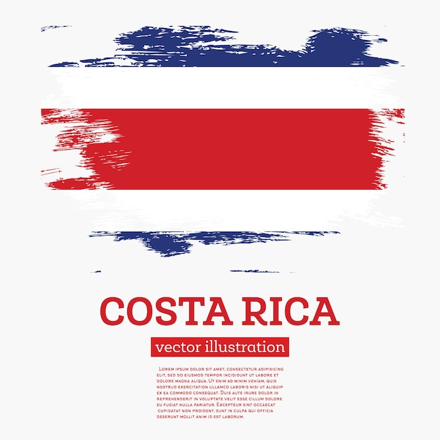 Costa Rica Flag with Brush Strokes. Vector Illustration.