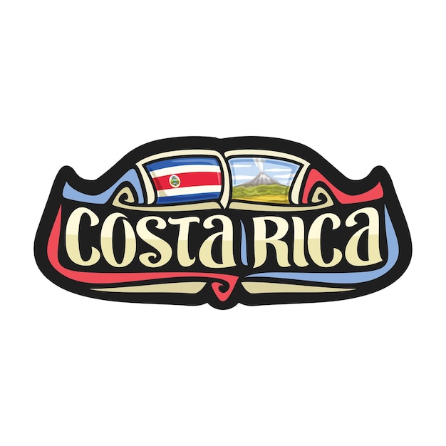 Costa Rica Sticker Flag Logo Badge Travel Souvenir Illustration