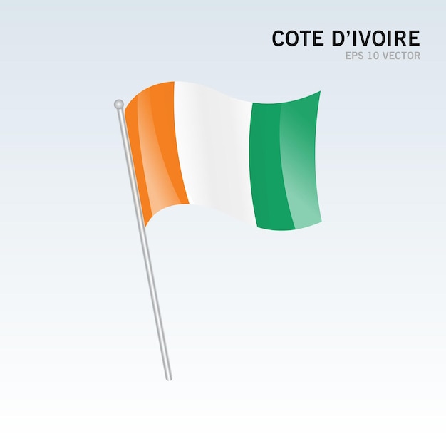 Cote d'Ivoire waving flag isolated on gray