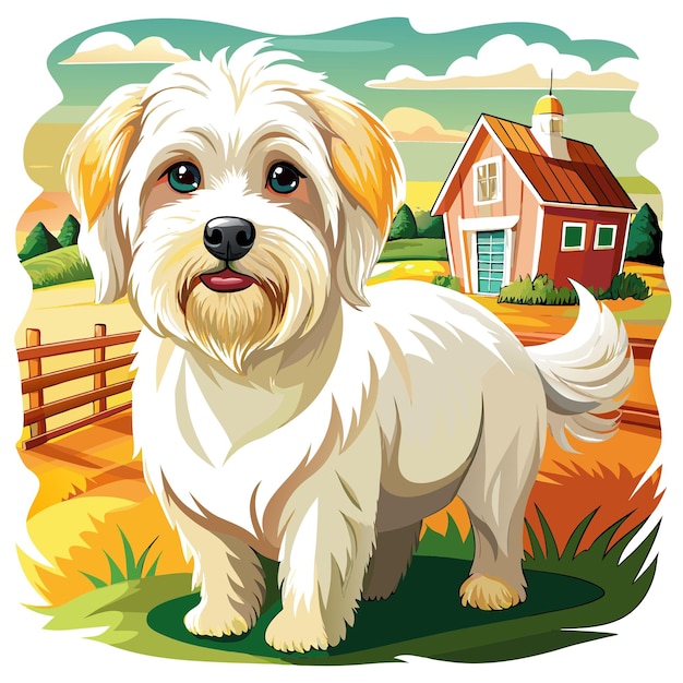 Coton De Tulear dog victorious stands farm vector