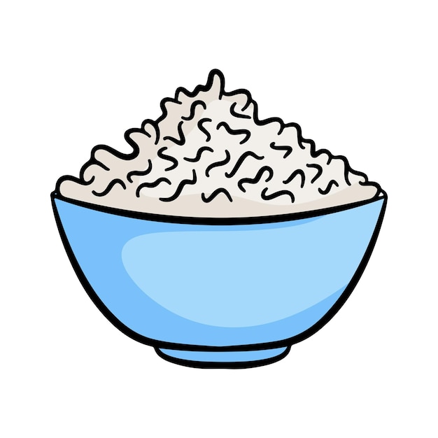 Cottage cheese in bowl outline