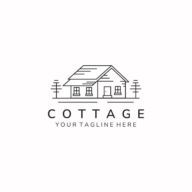 Cottage home minimalist line art simple icon logo template vector illustration design