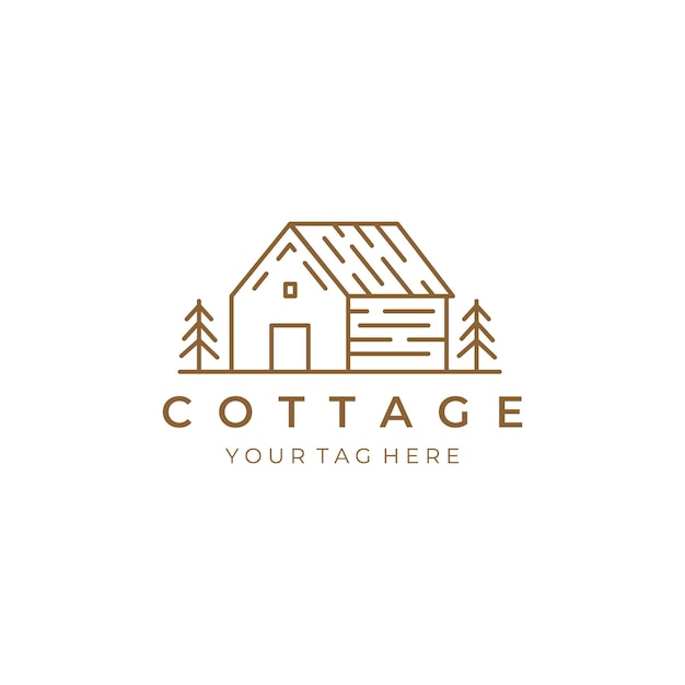 Vector cottage line art logo vector illustration design