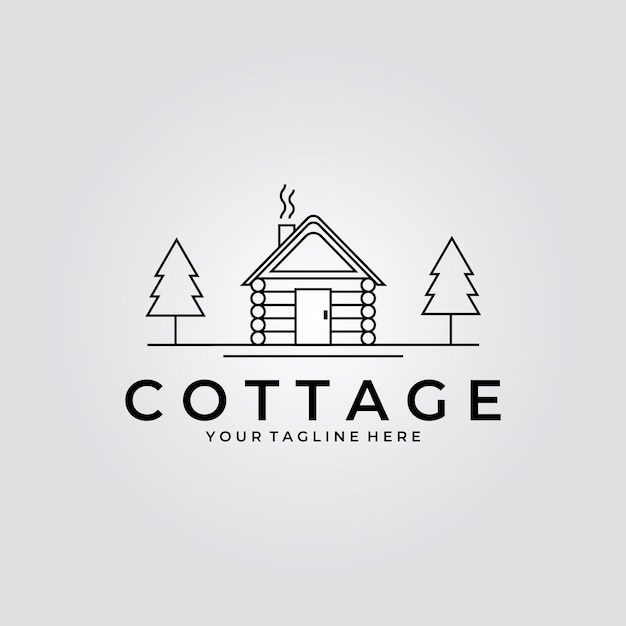 cottage logo minimalist vector line art design illustration