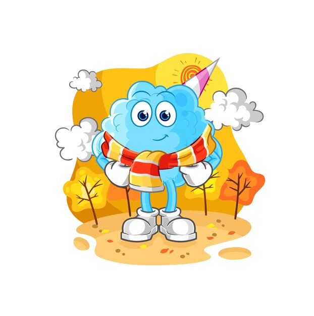 Cotton candy in the autumn cartoon mascot vector