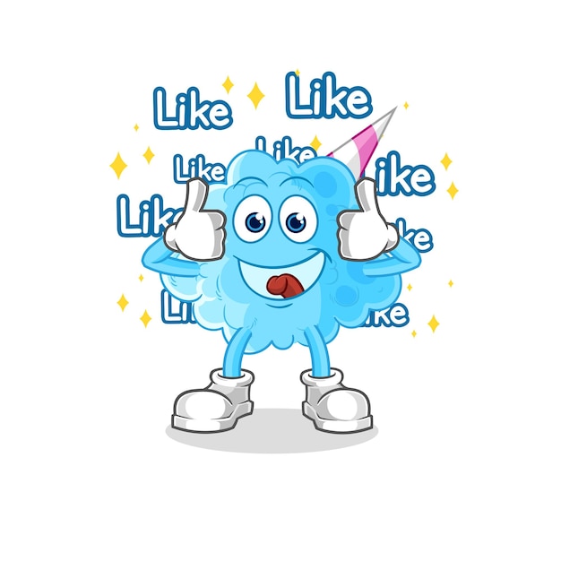 Cotton candy give lots of likes cartoon vector