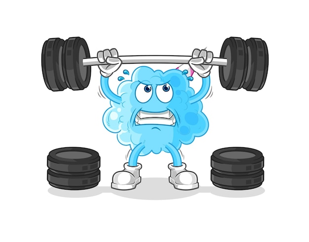 Cotton candy lifting the barbell character cartoon mascot vector