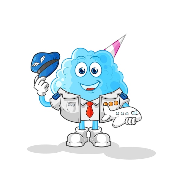 Cotton candy pilot mascot cartoon vector