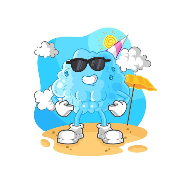 Cotton candy sunbathing in summer character vector