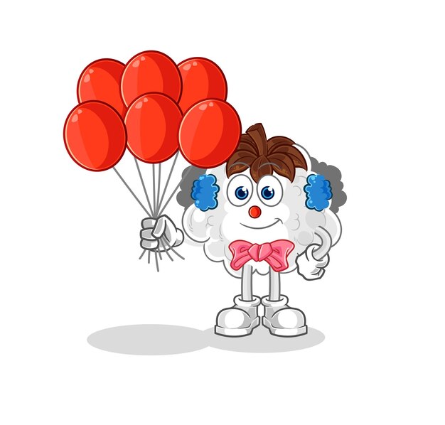 Cotton clown with balloons vector cartoon character