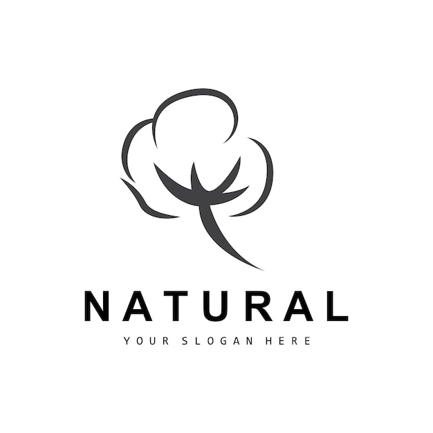 Cotton Logo Natural Biological Organic Plant Design Beauty Textile and Clothing Vector Soft Cotton Flowers