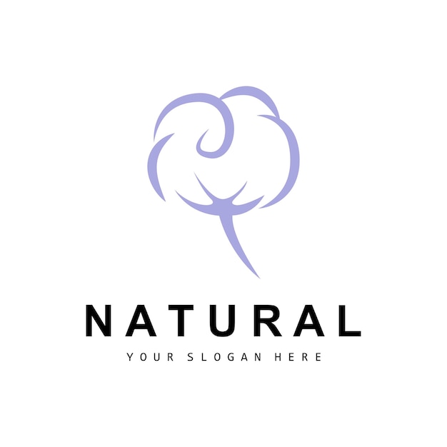 Cotton Logo Natural Biological Organic Plant Design Beauty Textile and Clothing Vector Soft Cotton Flowers