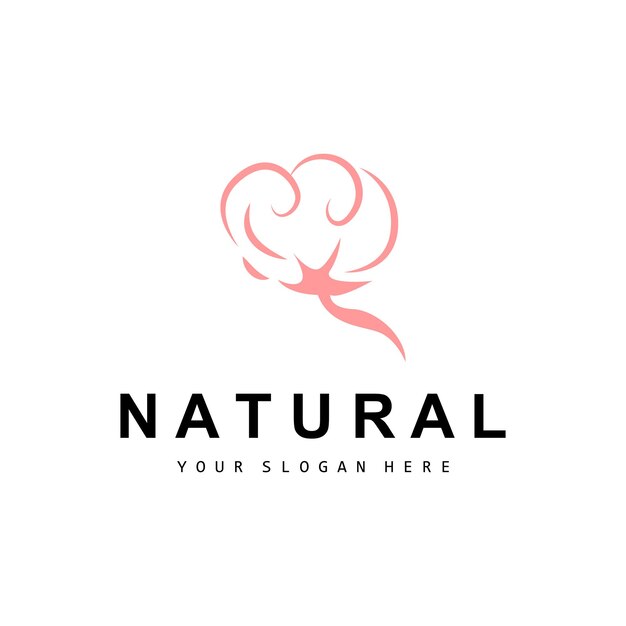 Cotton Logo Natural Biological Organic Plant Design Beauty Textile and Clothing Vector Soft Cotton Flowers