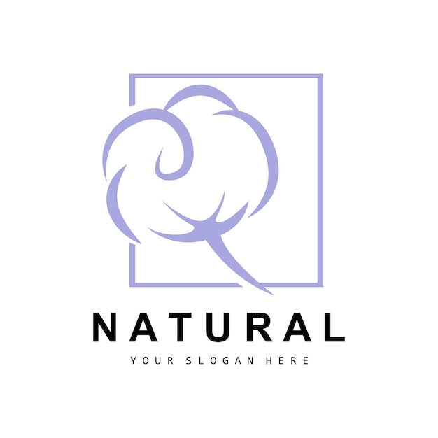 Cotton Logo Natural Biological Organic Plant Design Beauty Textile and Clothing Vector Soft Cotton Flowers