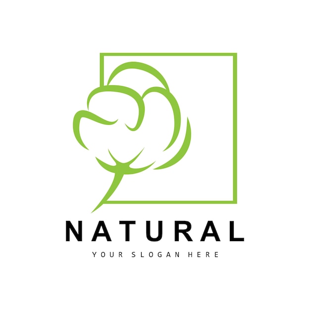 Cotton Logo Natural Biological Organic Plant Design Beauty Textile and Clothing Vector Soft Cotton Flowers