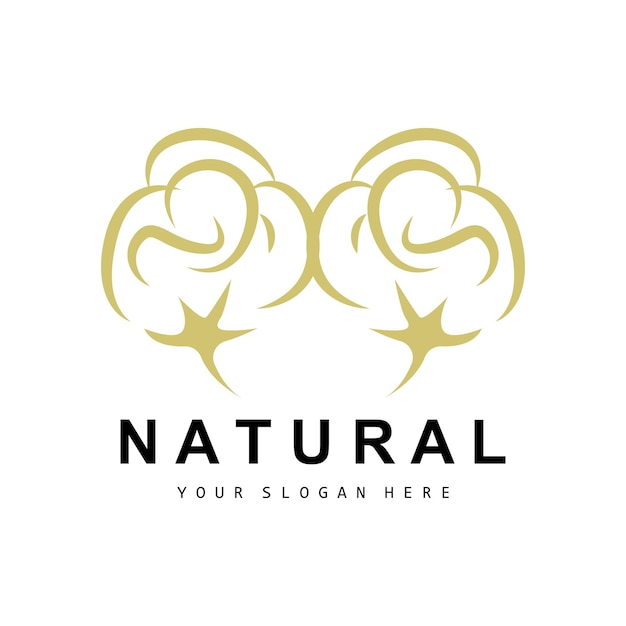 Cotton Logo Natural Biological Organic Plant Design Beauty Textile and Clothing Vector Soft Cotton Flowers