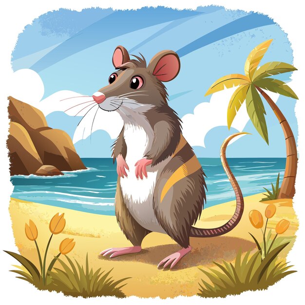 Cotton Rat mouse ardent stands beach vector