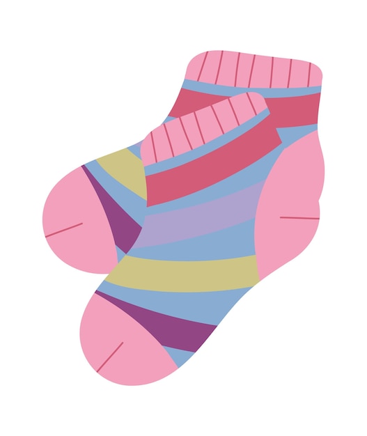 Cotton and woolen socks Stylish clothing items Vector knitwear trendy sock collection