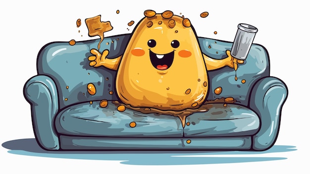 Vector couch potato 2d flat cartoon vector illustration