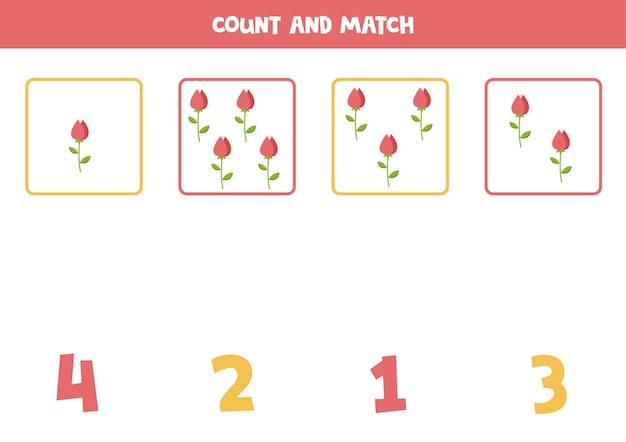 Count all valentine lips and match with correct answer. Educational math game for kids.