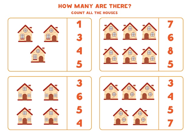 Count the amount of houses Educational math game for kids