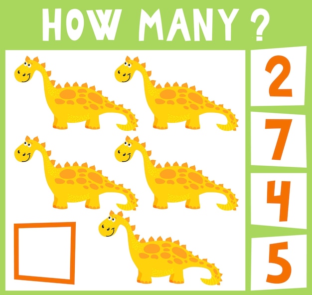 Count how many dinosaurs mini math game how many for preschoolers and kindergarten cartoon vector il