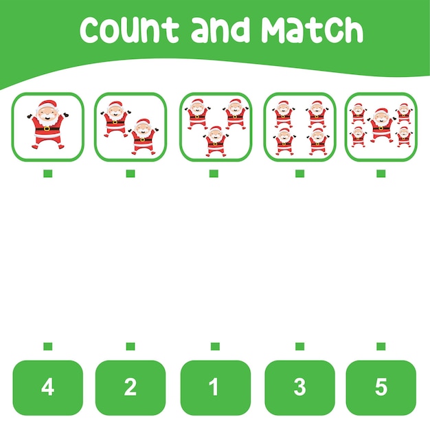 Count and match activity for children. Educational printable math worksheet. Vector file.