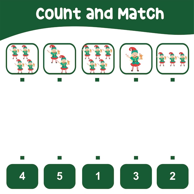 Count and match activity for children. Educational printable math worksheet. Vector file.