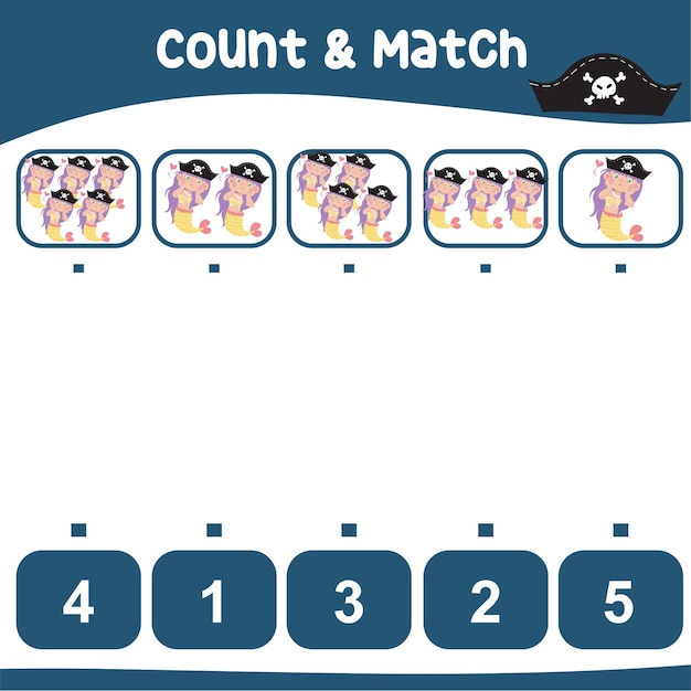 Count and match activity for children Educational printable math worksheet Worksheet for kid