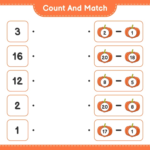 Count and match count the number of Pumpkin and match with the right numbers