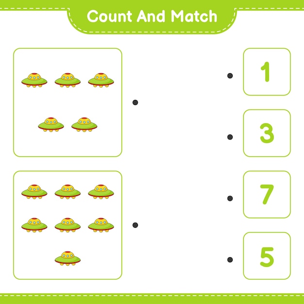 Count and match count the number of Ufo and match with the right numbers Educational children game