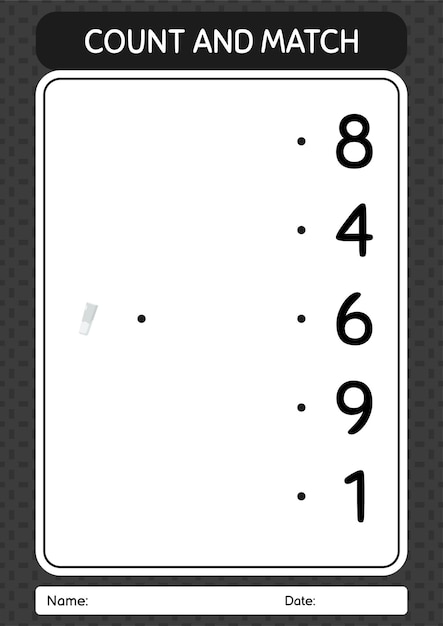 Count and match game with chalk worksheet for preschool kids kids activity sheet