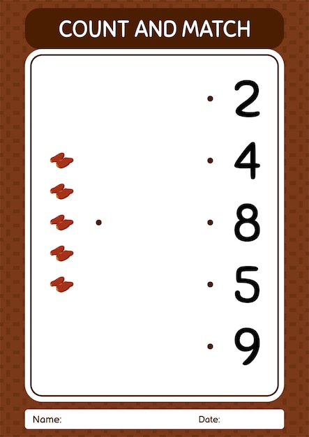 Count and match game with dates fruit worksheet for preschool kids kids activity sheet