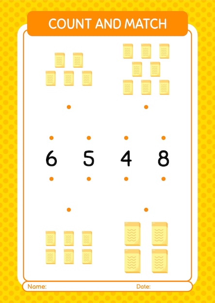 Count and match game with note worksheet for preschool kids kids activity sheet