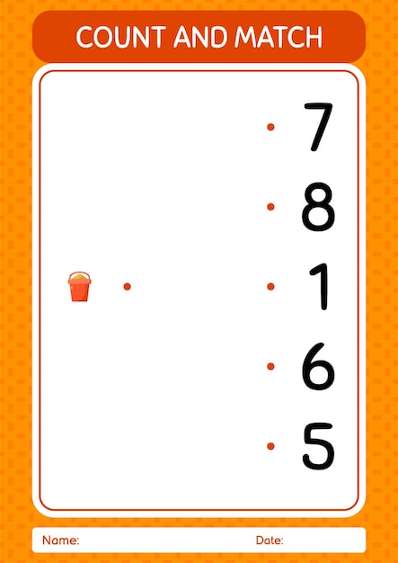 Count and match game with sand bucket worksheet for preschool kids kids activity sheet