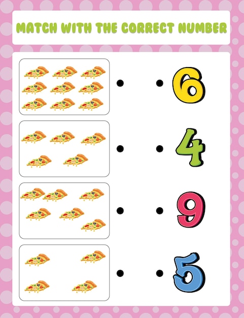 Count and match numbers math worksheet template