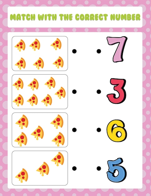 Count and match numbers math worksheet template