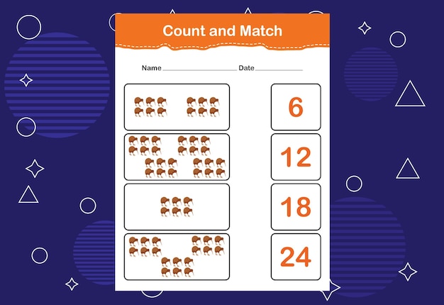 Count and match with the correct number Count how many birds and choose the correct number