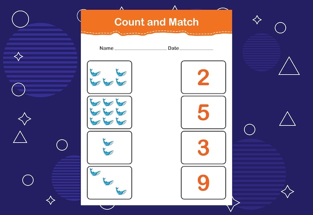 Count and match with the correct number Matching education game Count how many items and choose the correct number