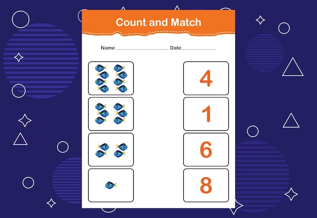 Count and match with the correct number Matching education game Count how many items and choose the correct number