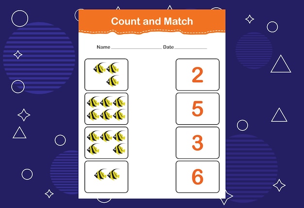 Count and match with the correct number Matching education game Count how many items and choose the correct number