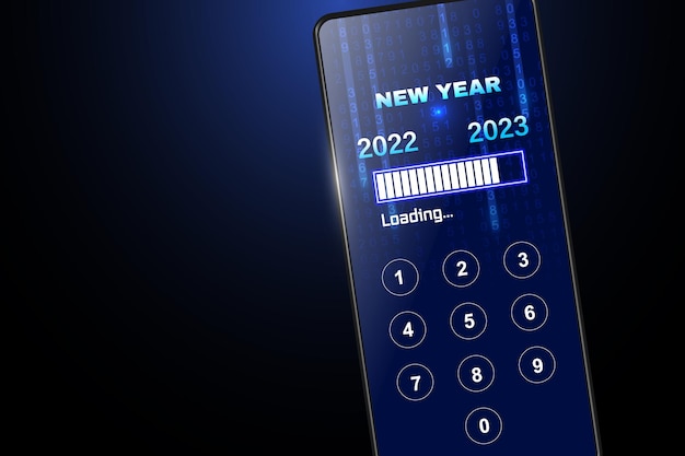 Countdown to 2023 concept The virtual download bar with loading progress bar for New Year's Eve and changing the year 2022 to 2023