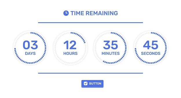 Countdown timer with time remaining vector.