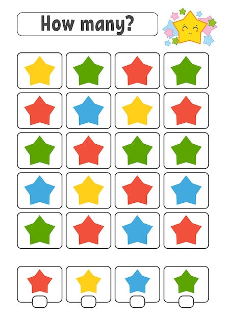 Counting game for children. Happy characters. Learning mathematicscartoon style.