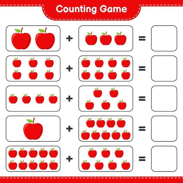 Counting game, count the number of Apple and write the result. 